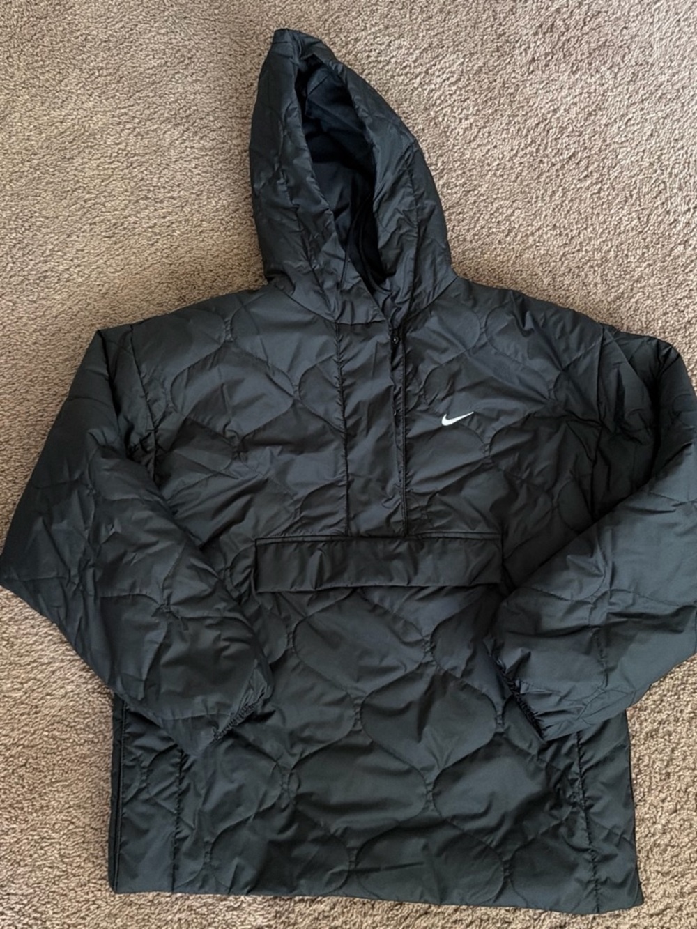 Nike Black Quilted Hooded Pullover Puffer